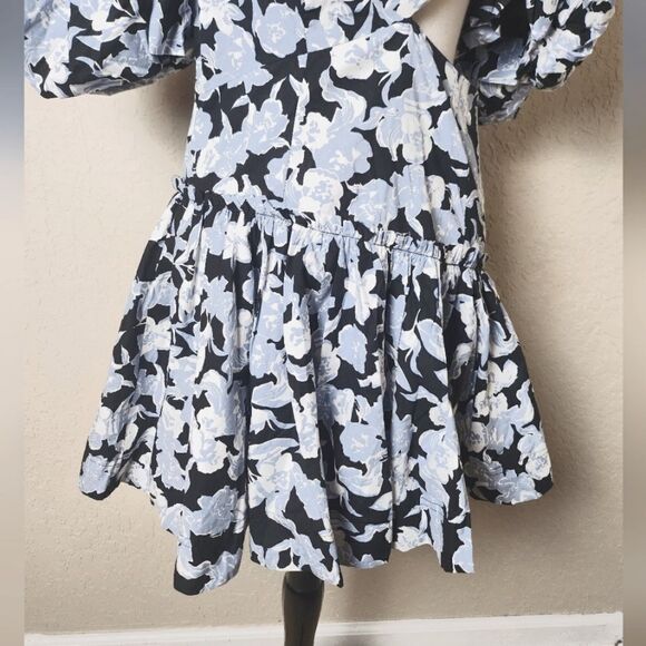 Sofie the Label Floral Cutout Side Puff Sleeve Mini Dress Black Size S - Picture 7 of 12